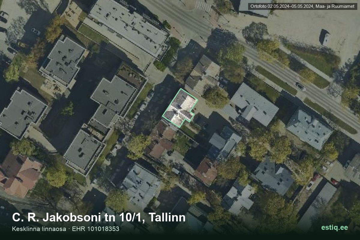 C. R. Jakobsoni tänav 10/1, Tallinn – hoone aerofoto, kontuur ehitisregistri (EHR) andmetest