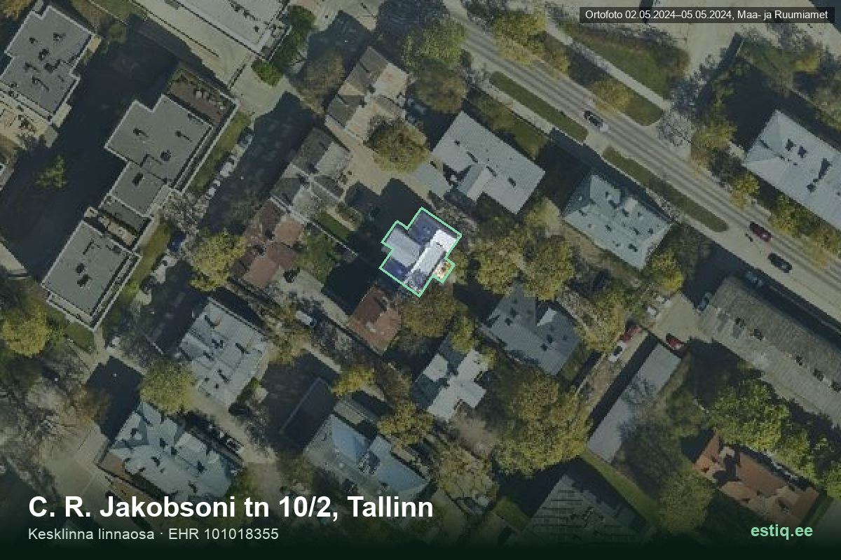C. R. Jakobsoni tänav 10/2, Tallinn – hoone aerofoto, kontuur ehitisregistri (EHR) andmetest