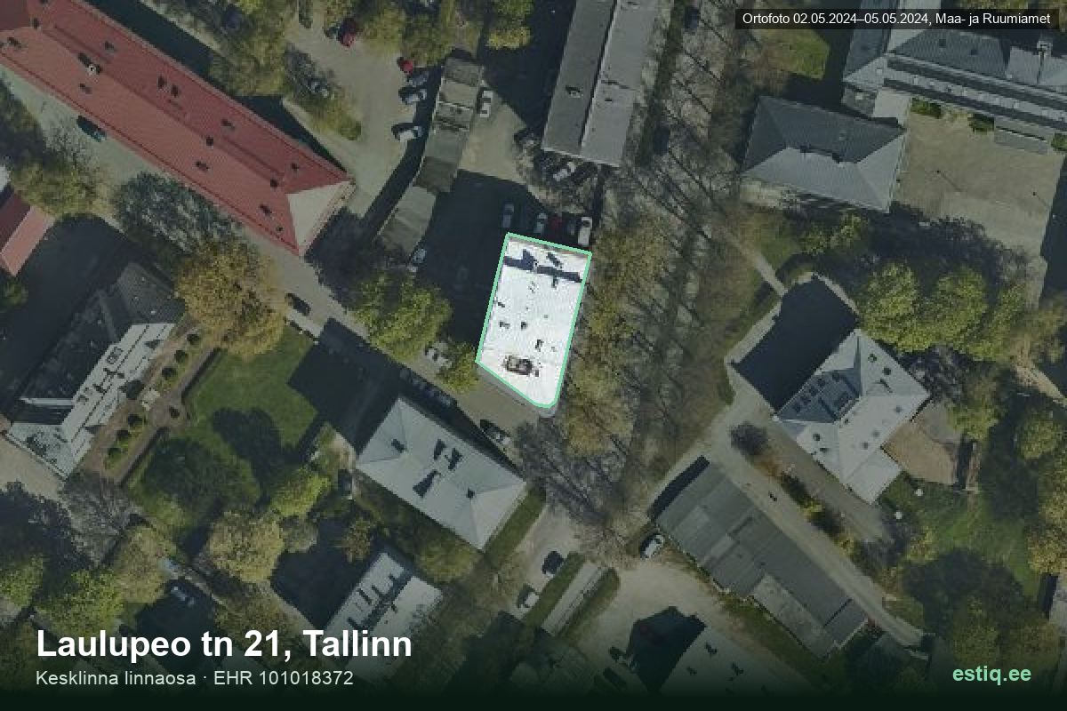 Laulupeo tänav 21, Tallinn – aerial photo of the building, outline from the Building Register (EHR)