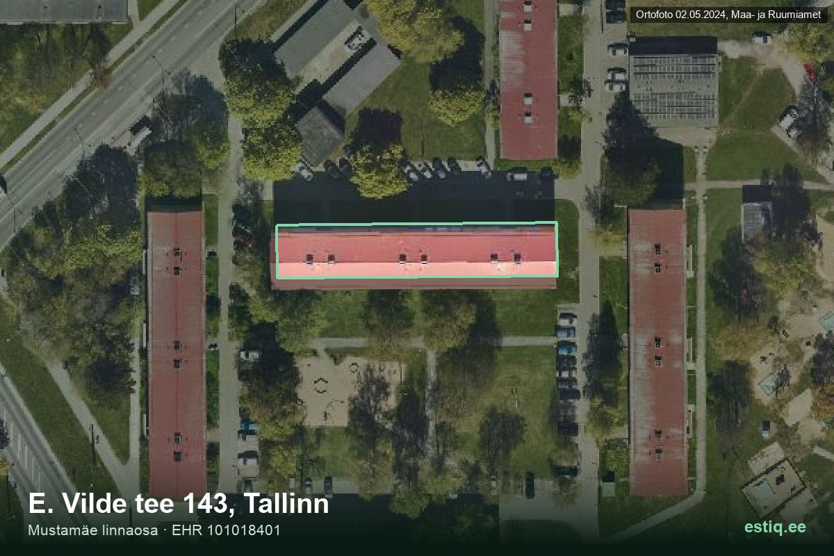 E. Vilde tee 143, Tallinn – aerial photo of the building, outline from the Building Register (EHR)