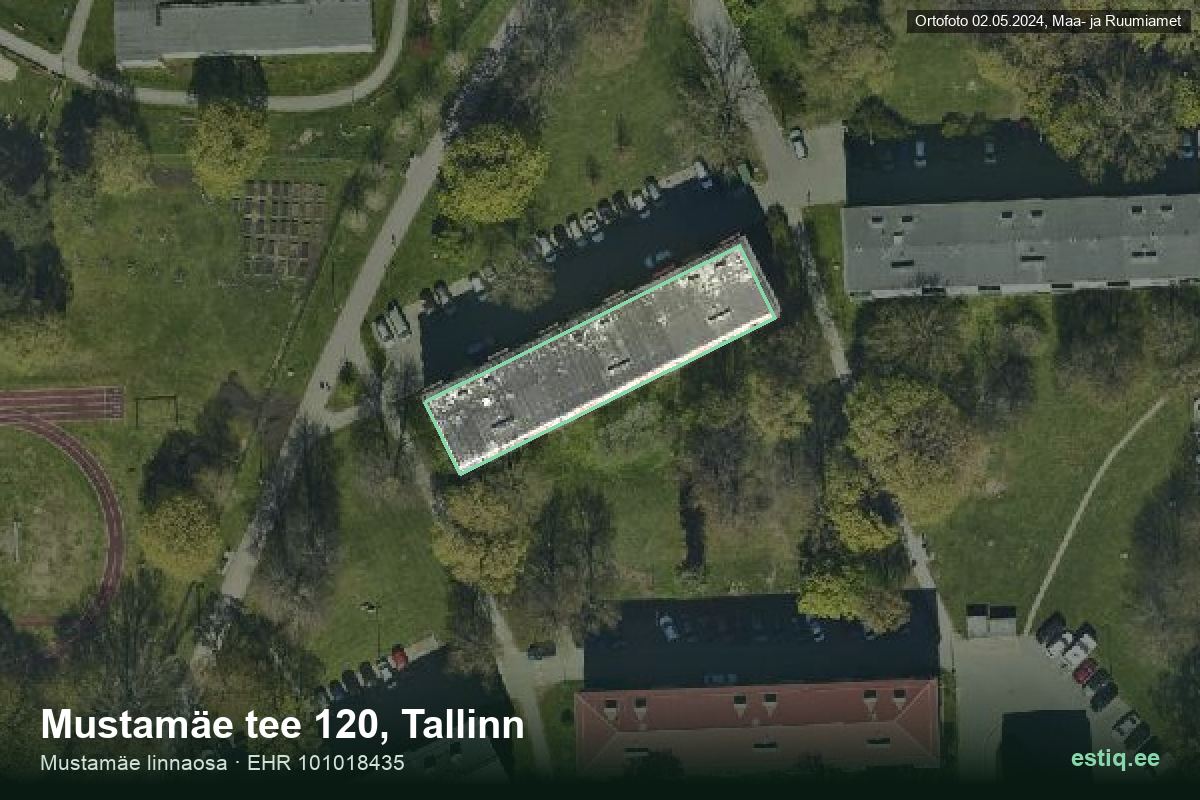 Mustamäe tee 120, Tallinn – hoone aerofoto, kontuur ehitisregistri (EHR) andmetest