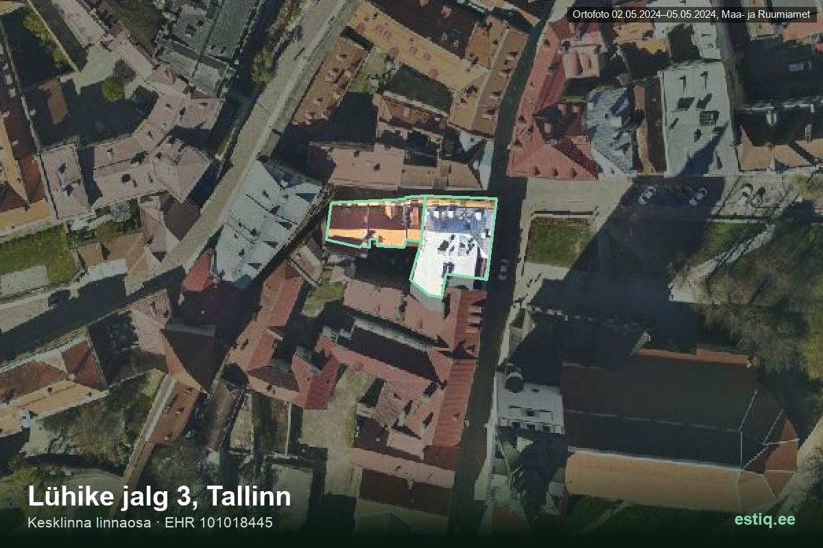 Lühike jalg 1, Tallinn – hoone aerofoto, kontuur ehitisregistri (EHR) andmetest