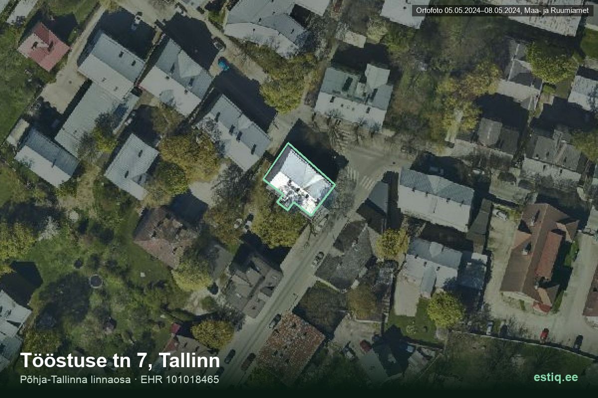 Tööstuse tänav 7, Tallinn – hoone aerofoto, kontuur ehitisregistri (EHR) andmetest