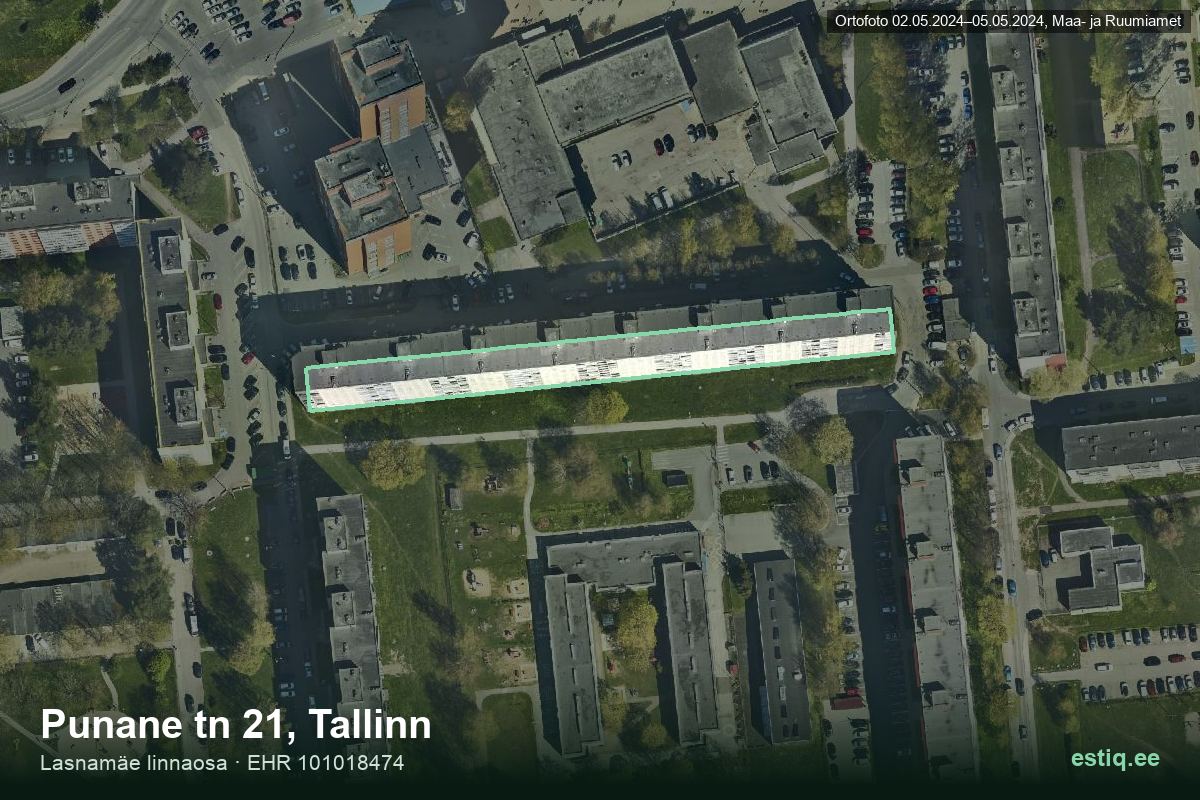Punane tänav 21, Tallinn – hoone aerofoto, kontuur ehitisregistri (EHR) andmetest