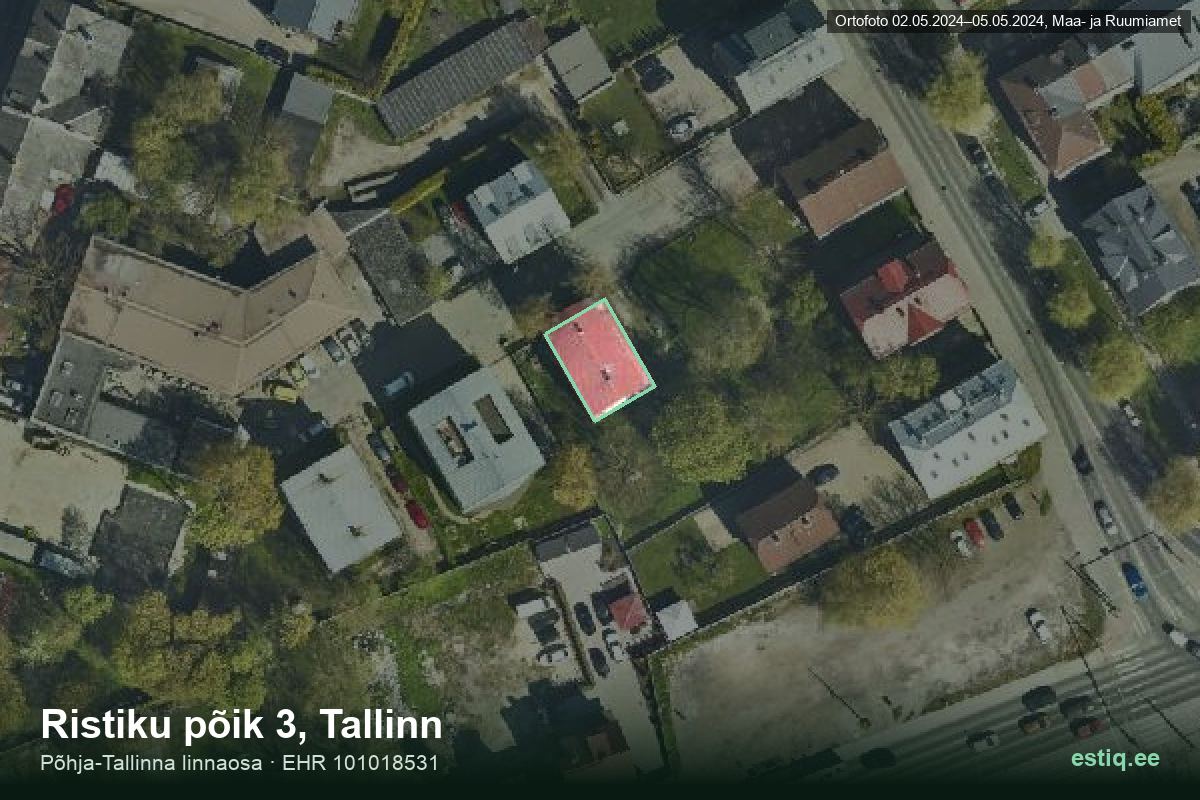 Ristiku põik 3, Tallinn – ilmakuva rakennuksesta, ääriviiva rakennusrekisteristä (EHR)