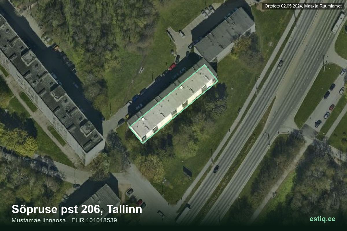 Sõpruse pst 206, Tallinn – aerial photo of the building, outline from the Building Register (EHR)