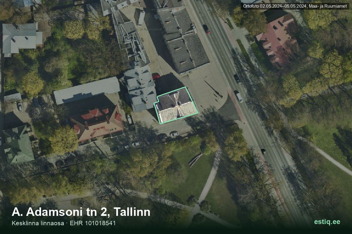 A. Adamsoni tänav 2, Tallinn – аэрофото дома, контур по данным регистра строений (EHR)