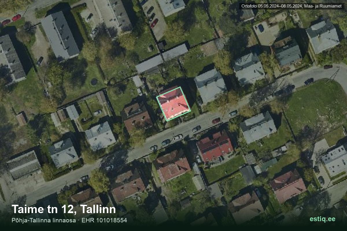 Taime tänav 12, Tallinn – aerial photo of the building, outline from the Building Register (EHR)