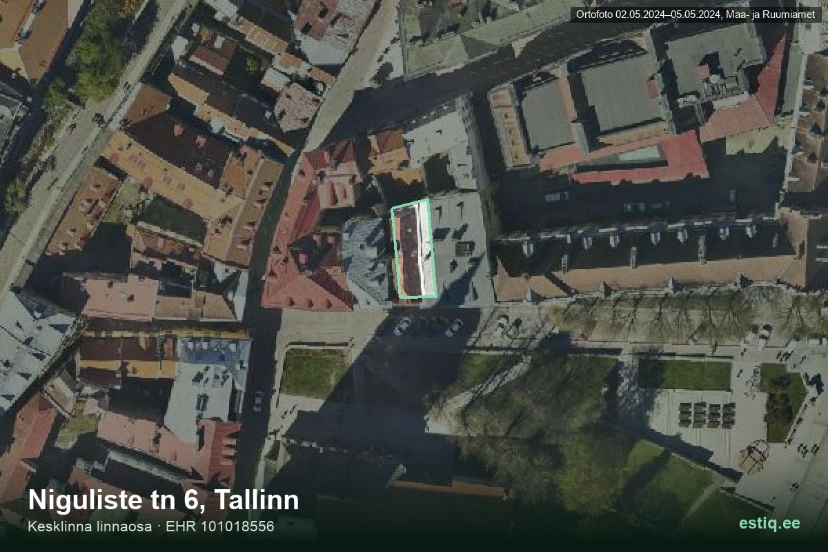 Niguliste tänav 6, Tallinn – ilmakuva rakennuksesta, ääriviiva rakennusrekisteristä (EHR)