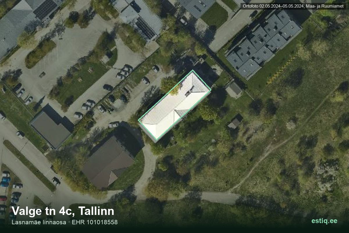 Valge tänav 4c, Tallinn – ilmakuva rakennuksesta, ääriviiva rakennusrekisteristä (EHR)