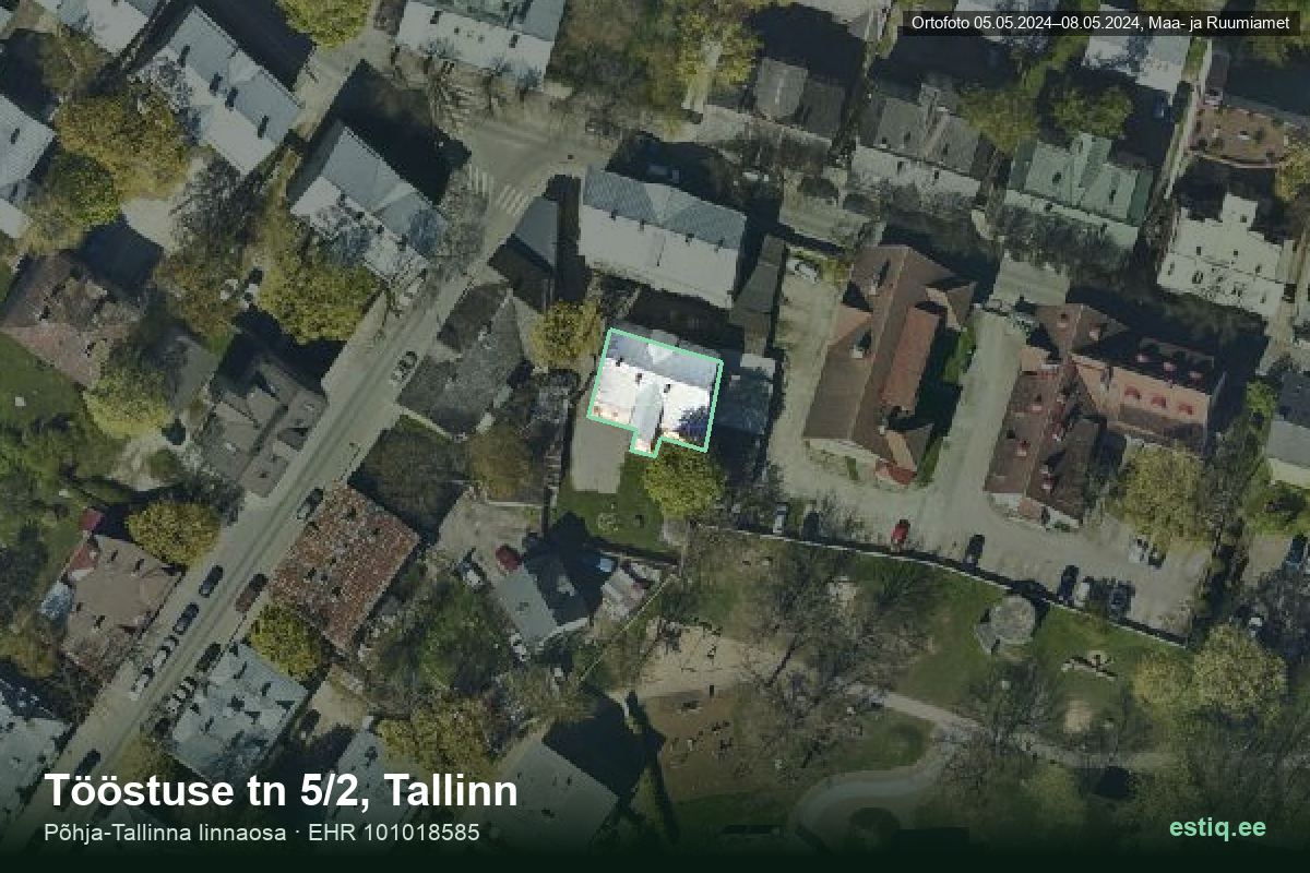 Tööstuse tänav 5/2, Tallinn – hoone aerofoto, kontuur ehitisregistri (EHR) andmetest