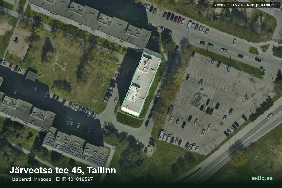 Järveotsa tee 45, Tallinn – hoone aerofoto, kontuur ehitisregistri (EHR) andmetest