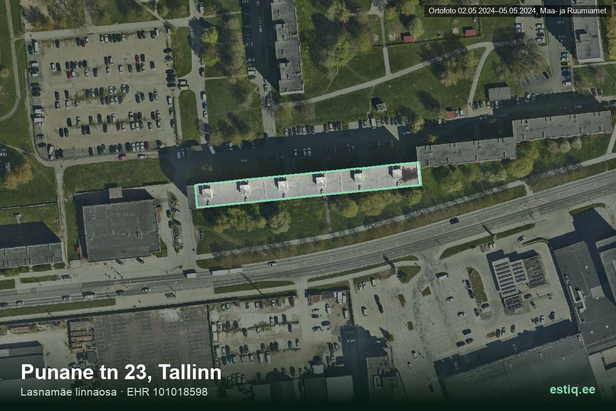 Punane tänav 23, Tallinn – hoone aerofoto, kontuur ehitisregistri (EHR) andmetest