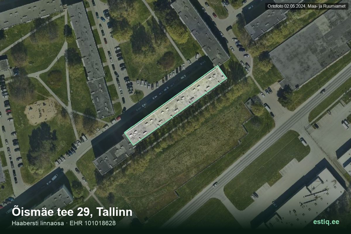 Õismäe tee 29, Tallinn – hoone aerofoto, kontuur ehitisregistri (EHR) andmetest