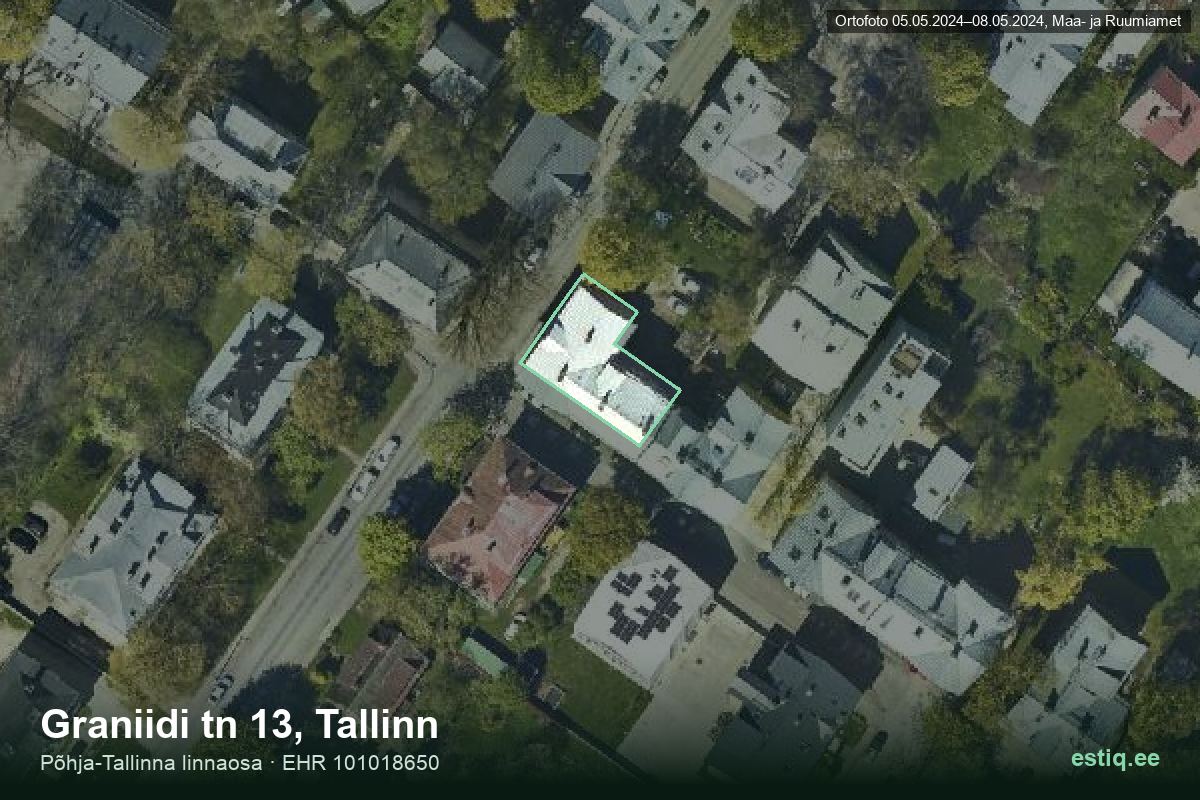 Graniidi tänav 13, Tallinn – hoone aerofoto, kontuur ehitisregistri (EHR) andmetest