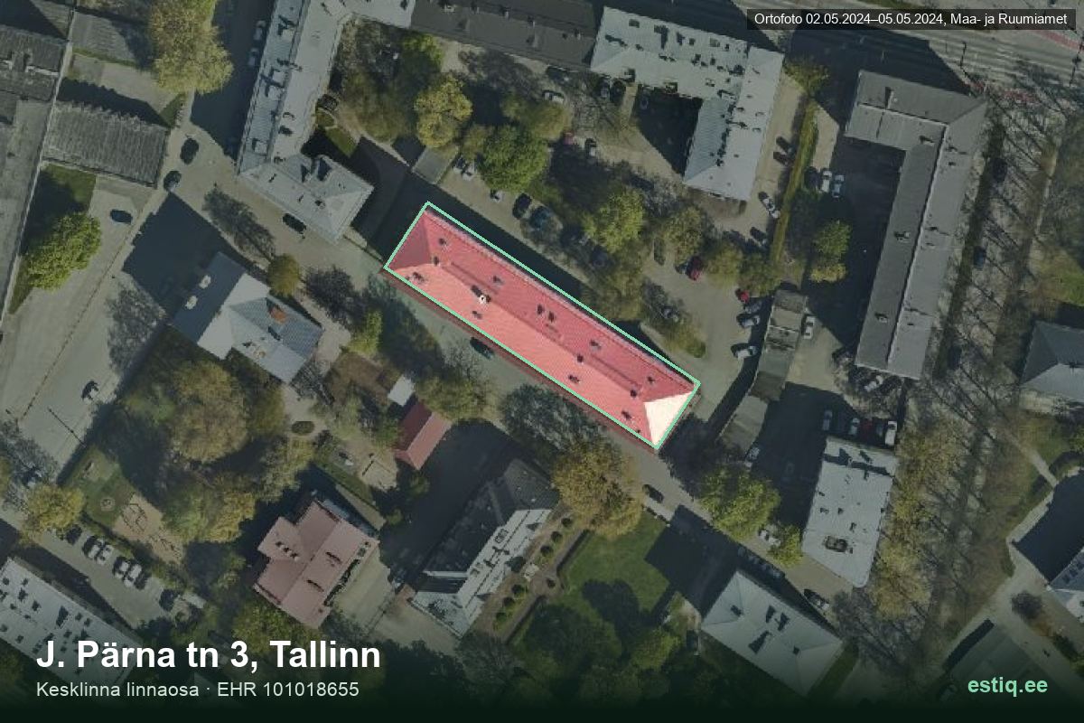 J. Pärna tänav 3, Tallinn – aerial photo of the building, outline from the Building Register (EHR)