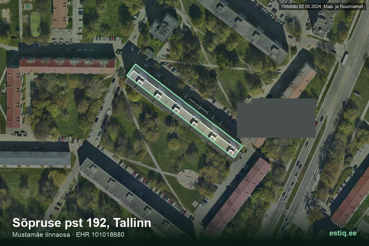 Sõpruse pst 192, Tallinn – hoone aerofoto, kontuur ehitisregistri (EHR) andmetest