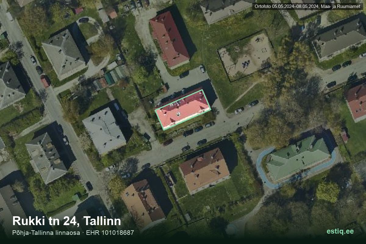 Rukki tänav 24, Tallinn – aerial photo of the building, outline from the Building Register (EHR)