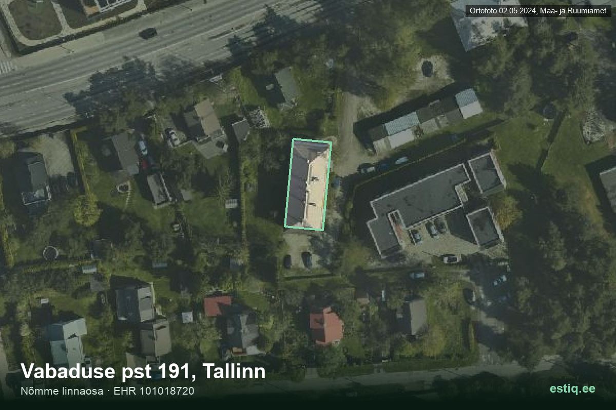 Vabaduse pst 191, Tallinn – ilmakuva rakennuksesta, ääriviiva rakennusrekisteristä (EHR)