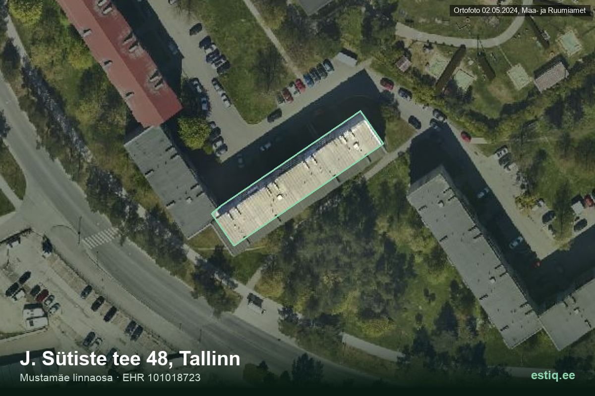 J. Sütiste tee 48, Tallinn – hoone aerofoto, kontuur ehitisregistri (EHR) andmetest