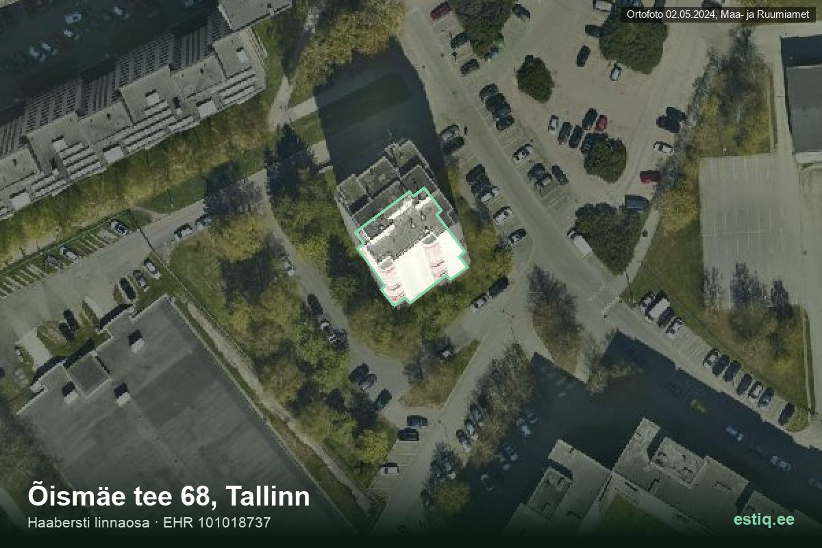 Õismäe tee 68, Tallinn – hoone aerofoto, kontuur ehitisregistri (EHR) andmetest