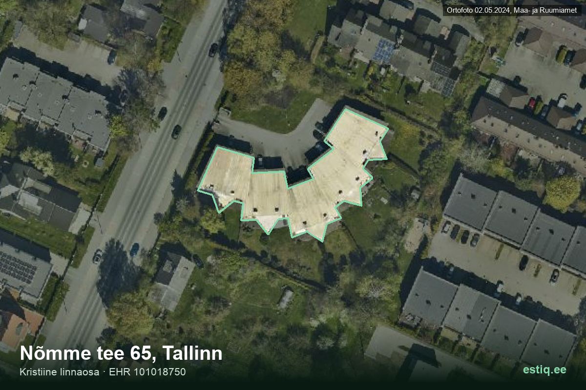 Nõmme tee 65, Tallinn – hoone aerofoto, kontuur ehitisregistri (EHR) andmetest