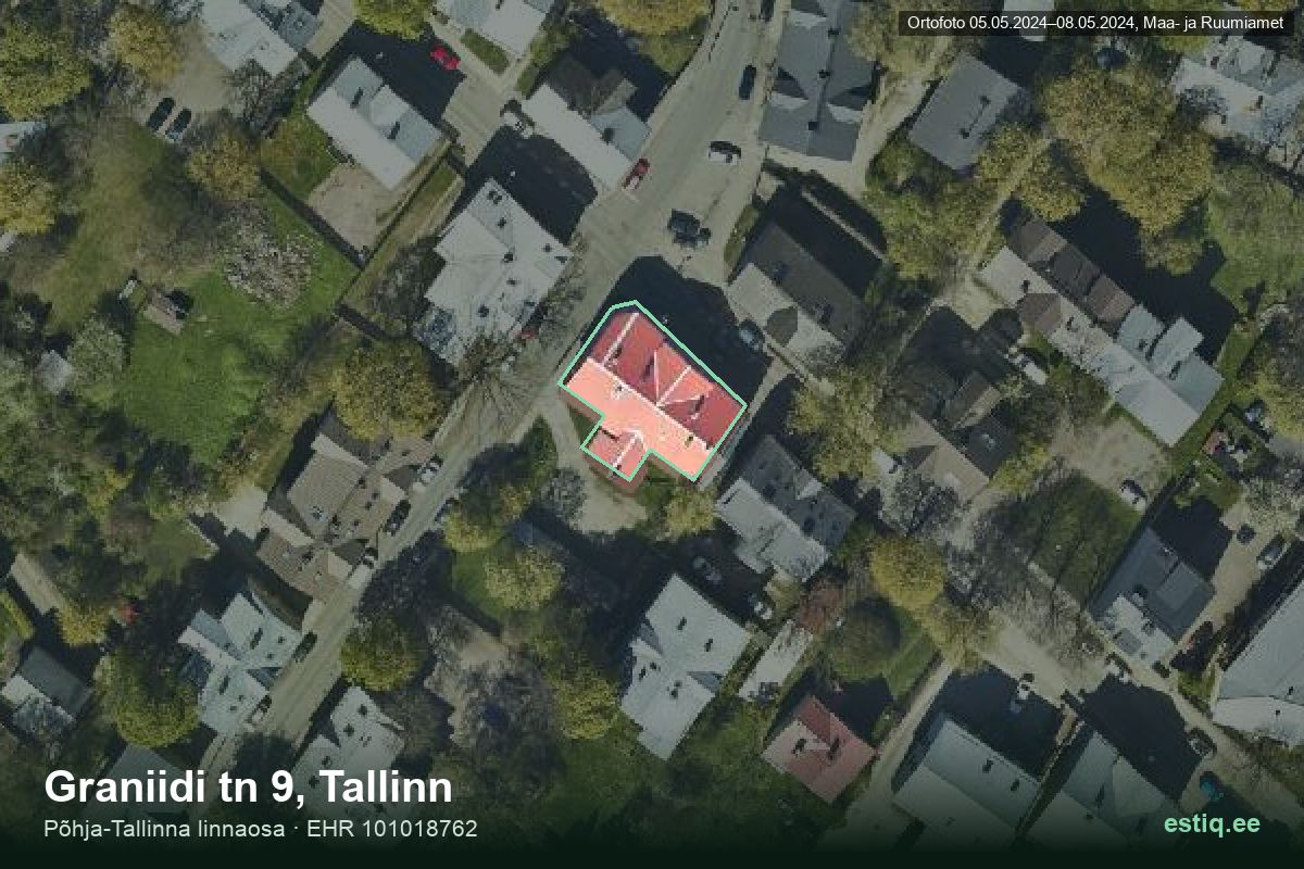 Graniidi tänav 9, Tallinn – hoone aerofoto, kontuur ehitisregistri (EHR) andmetest