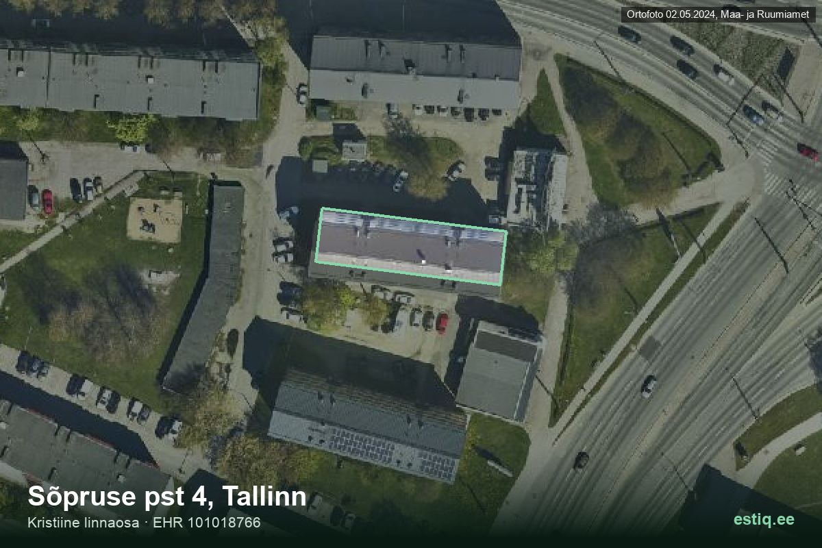 Sõpruse pst 4, Tallinn – hoone aerofoto, kontuur ehitisregistri (EHR) andmetest