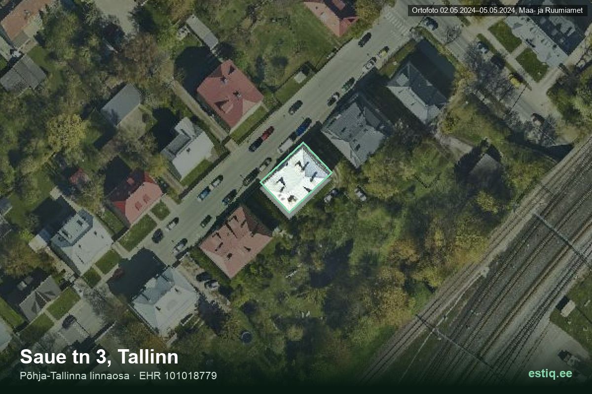 Saue tänav 3, Tallinn – hoone aerofoto, kontuur ehitisregistri (EHR) andmetest