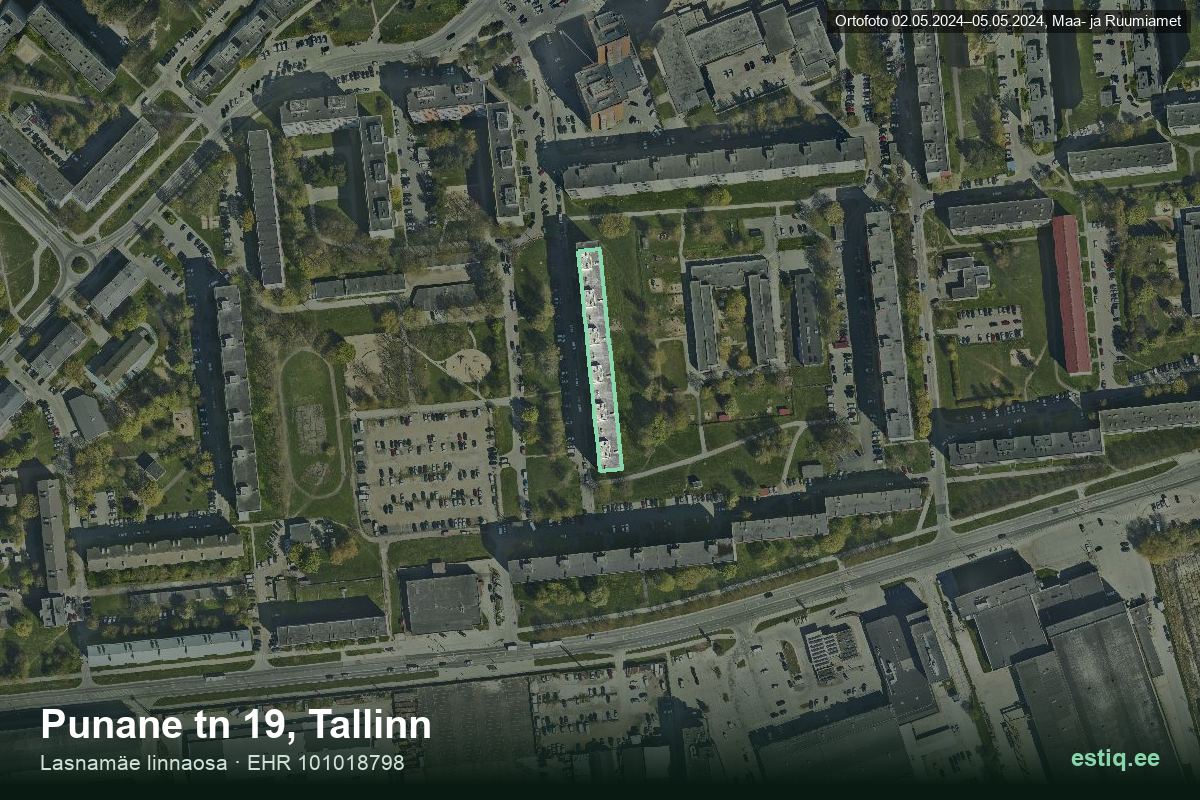Punane tänav 19, Tallinn – hoone aerofoto, kontuur ehitisregistri (EHR) andmetest