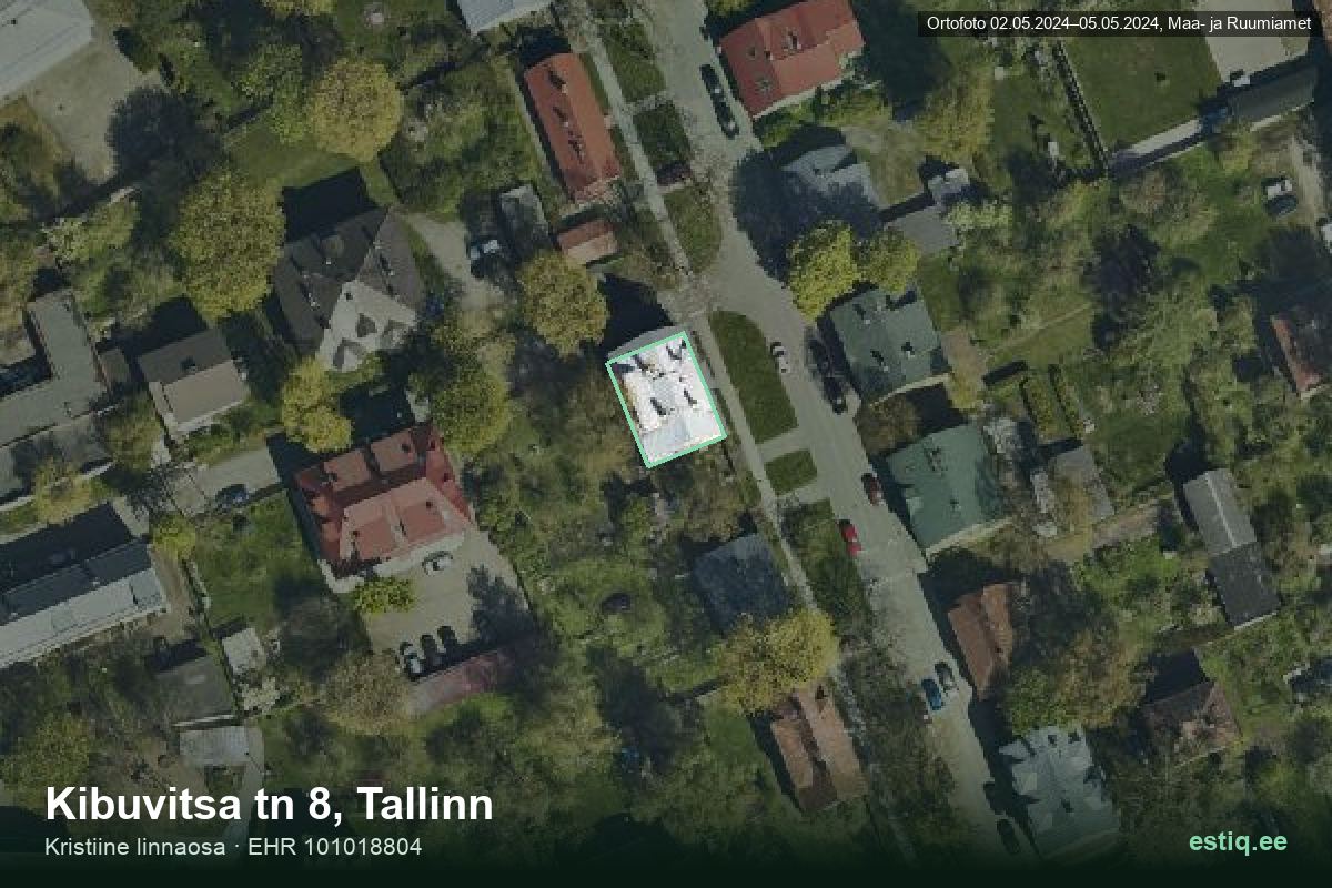 Kibuvitsa tänav 8, Tallinn – ilmakuva rakennuksesta, ääriviiva rakennusrekisteristä (EHR)