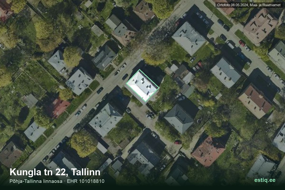 Kungla tänav 22, Tallinn – hoone aerofoto, kontuur ehitisregistri (EHR) andmetest
