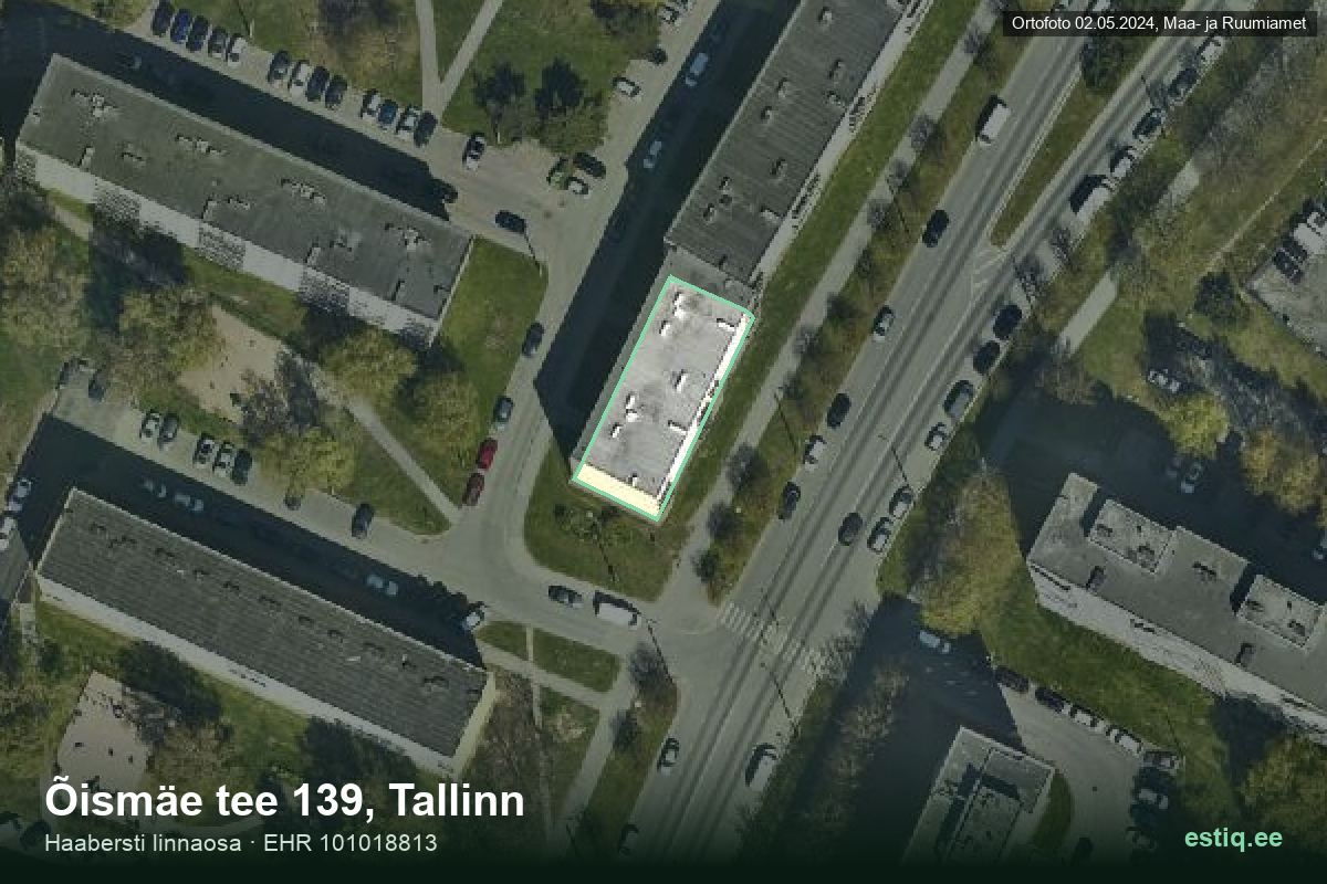 Õismäe tee 139, Tallinn – hoone aerofoto, kontuur ehitisregistri (EHR) andmetest
