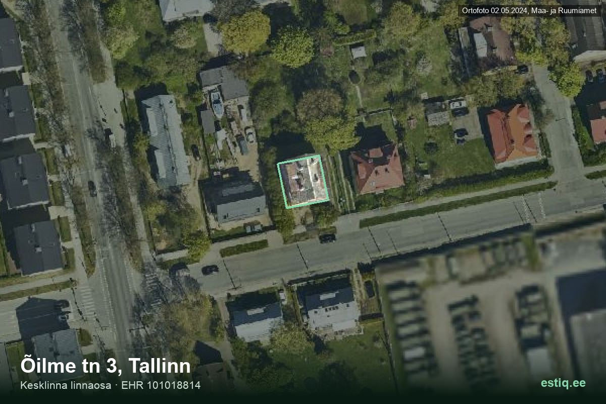 Õilme tänav 3, Tallinn – ilmakuva rakennuksesta, ääriviiva rakennusrekisteristä (EHR)