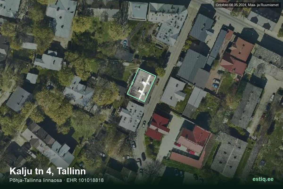 Kalju tänav 4, Tallinn – hoone aerofoto, kontuur ehitisregistri (EHR) andmetest