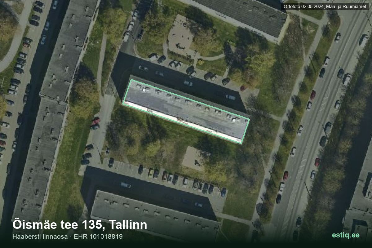 Õismäe tee 135, Tallinn – hoone aerofoto, kontuur ehitisregistri (EHR) andmetest