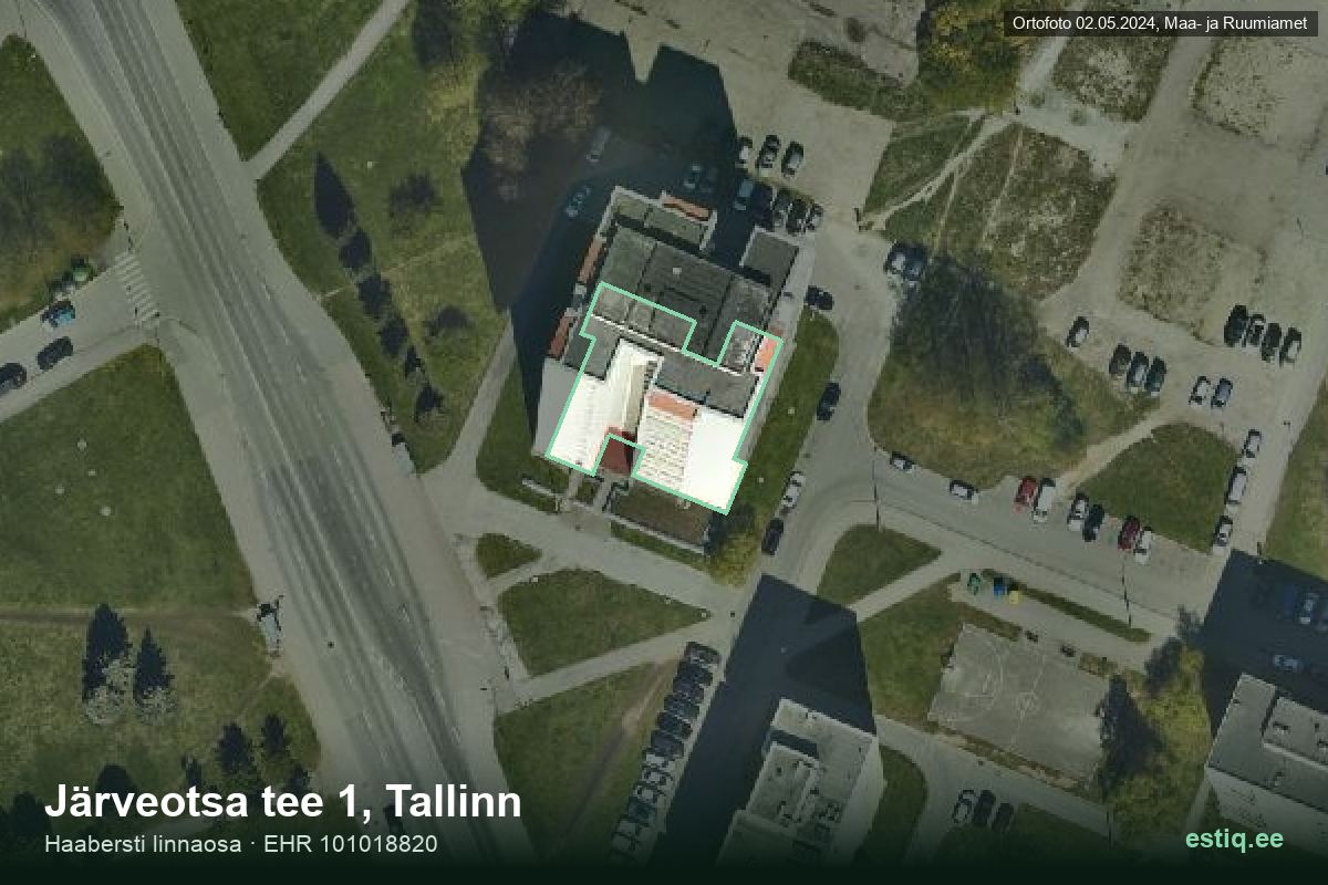 Järveotsa tee 1, Tallinn – hoone aerofoto, kontuur ehitisregistri (EHR) andmetest