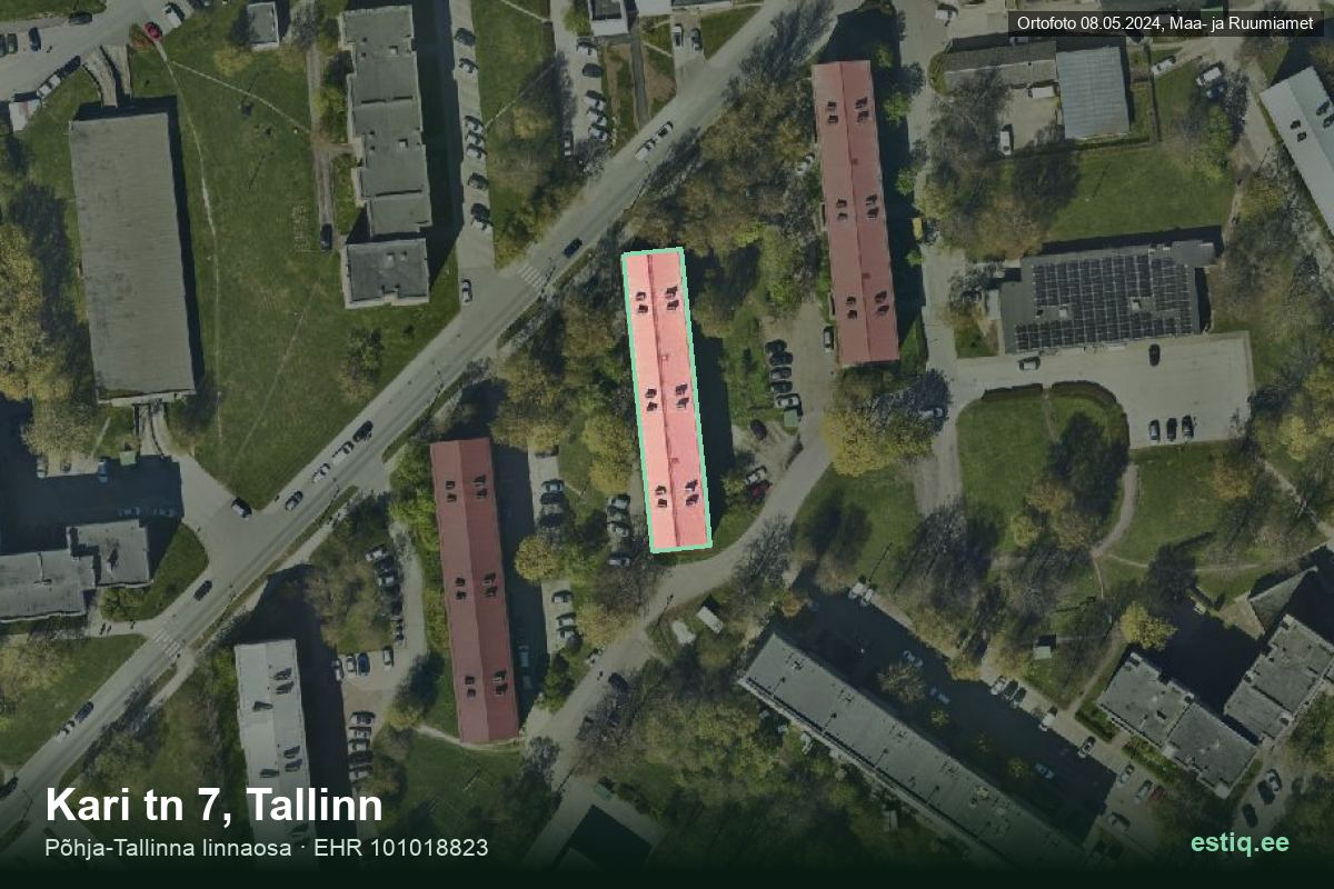 Kari tänav 7, Tallinn – hoone aerofoto, kontuur ehitisregistri (EHR) andmetest