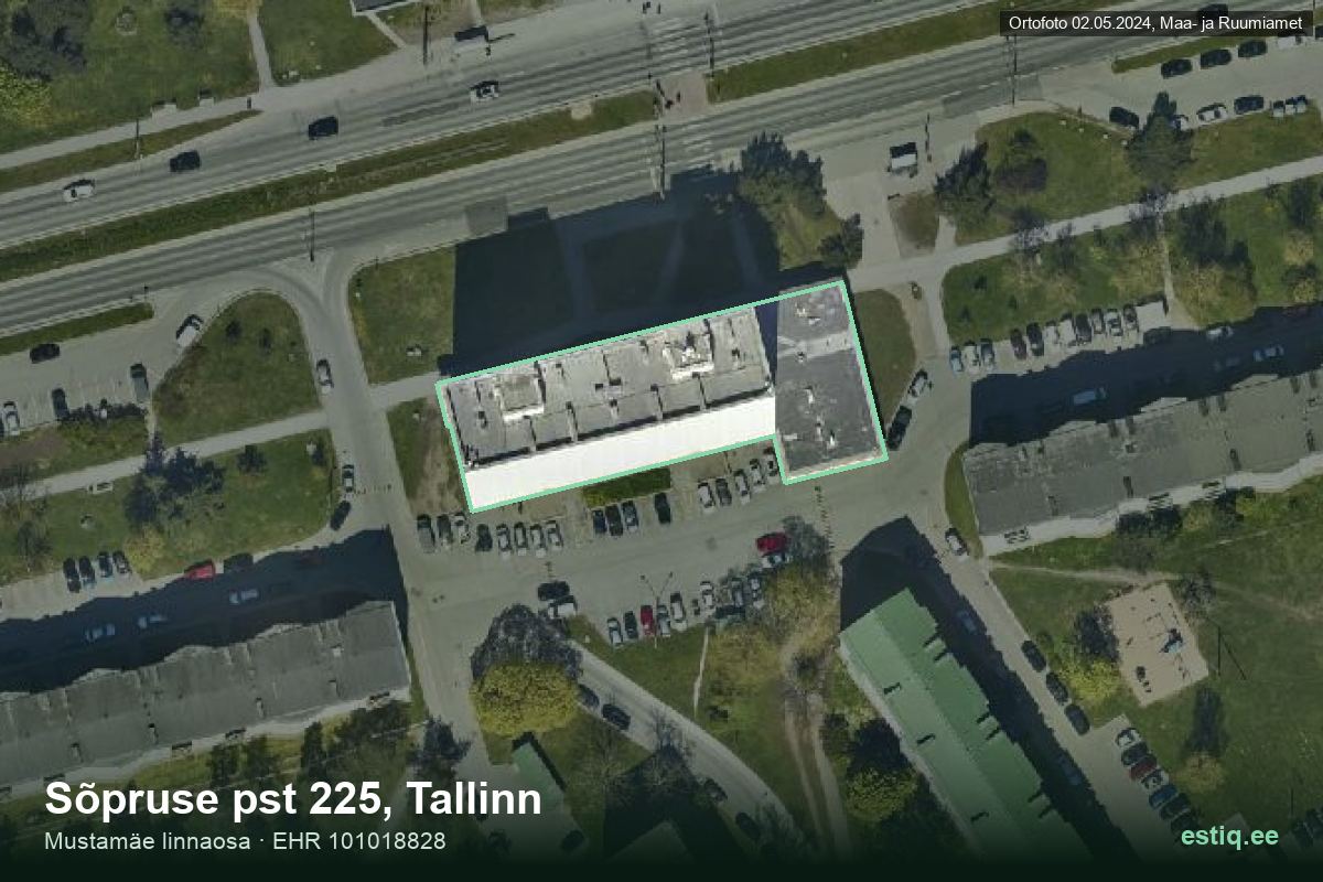 Sõpruse pst 225, Tallinn – aerial photo of the building, outline from the Building Register (EHR)