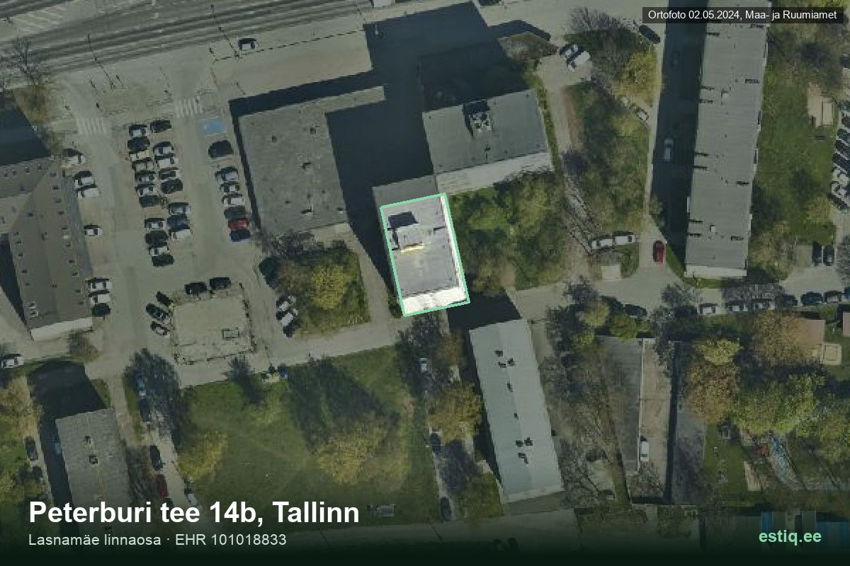 Peterburi tee 14b, Tallinn – ilmakuva rakennuksesta, ääriviiva rakennusrekisteristä (EHR)