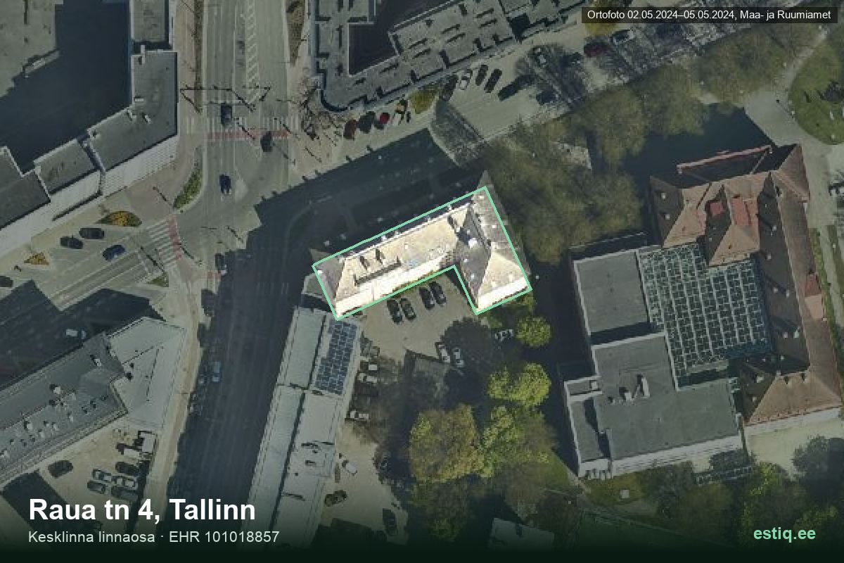 Raua tänav 4, Tallinn – hoone aerofoto, kontuur ehitisregistri (EHR) andmetest