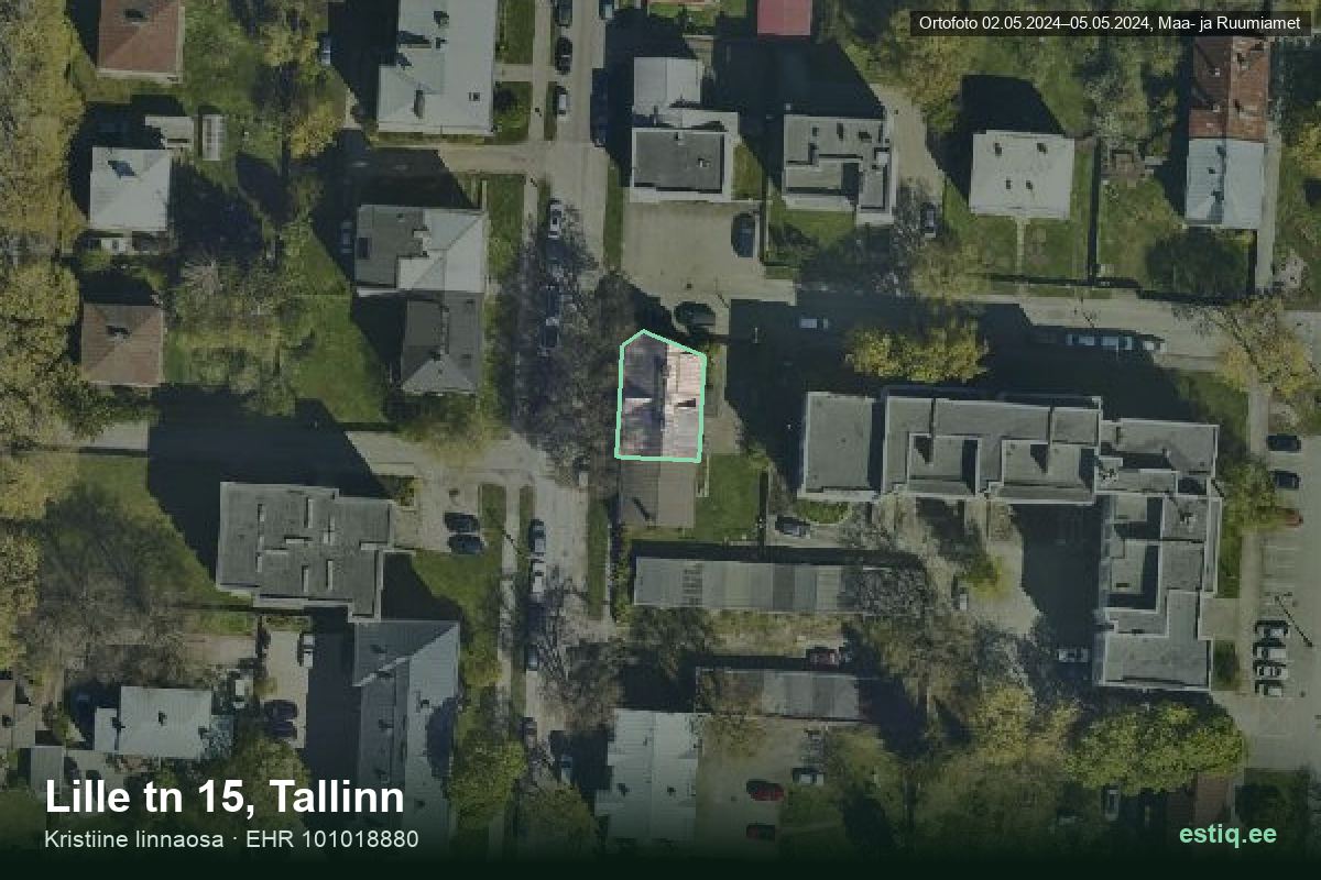 Lille tänav 15, Tallinn – ilmakuva rakennuksesta, ääriviiva rakennusrekisteristä (EHR)