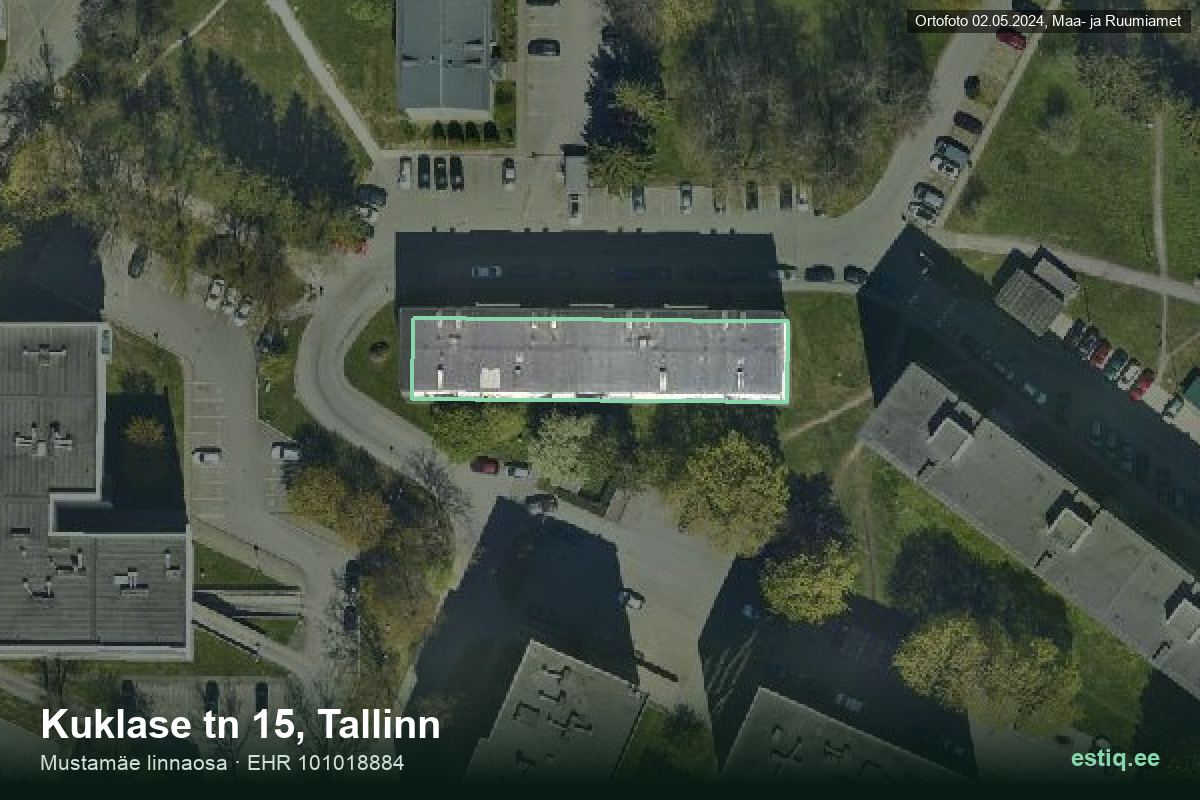 Kuklase tänav 15, Tallinn – ilmakuva rakennuksesta, ääriviiva rakennusrekisteristä (EHR)