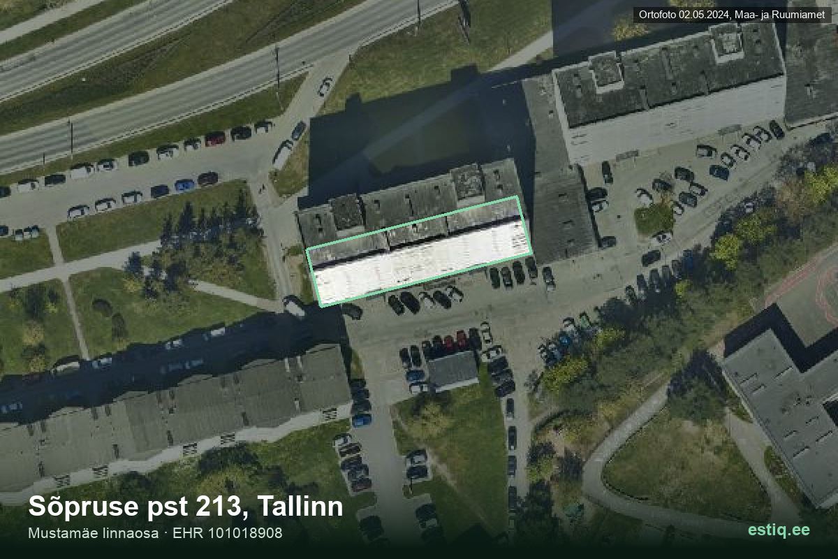 Sõpruse pst 213, Tallinn – aerial photo of the building, outline from the Building Register (EHR)