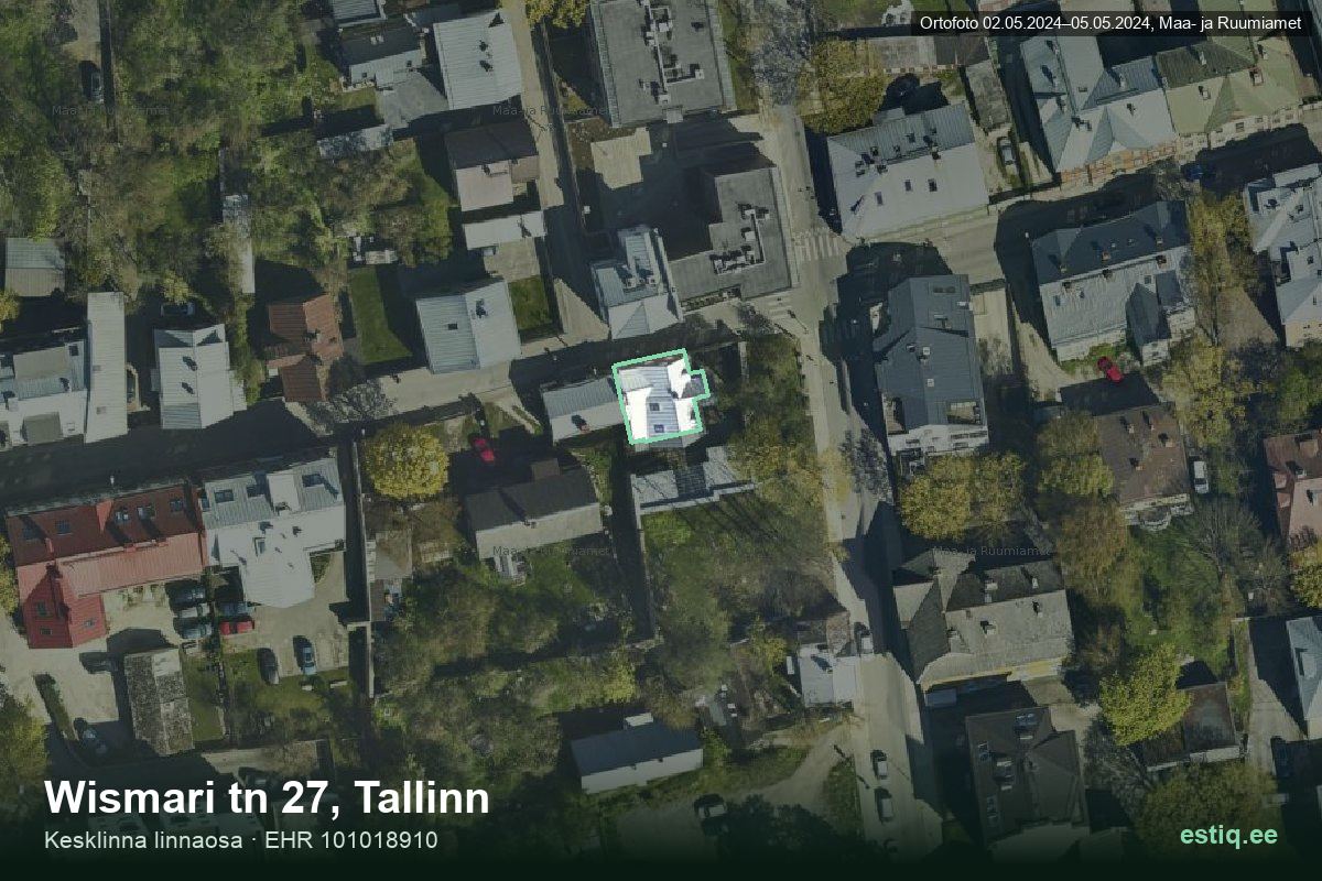 Wismari tänav 27, Tallinn – aerial photo of the building, outline from the Building Register (EHR)