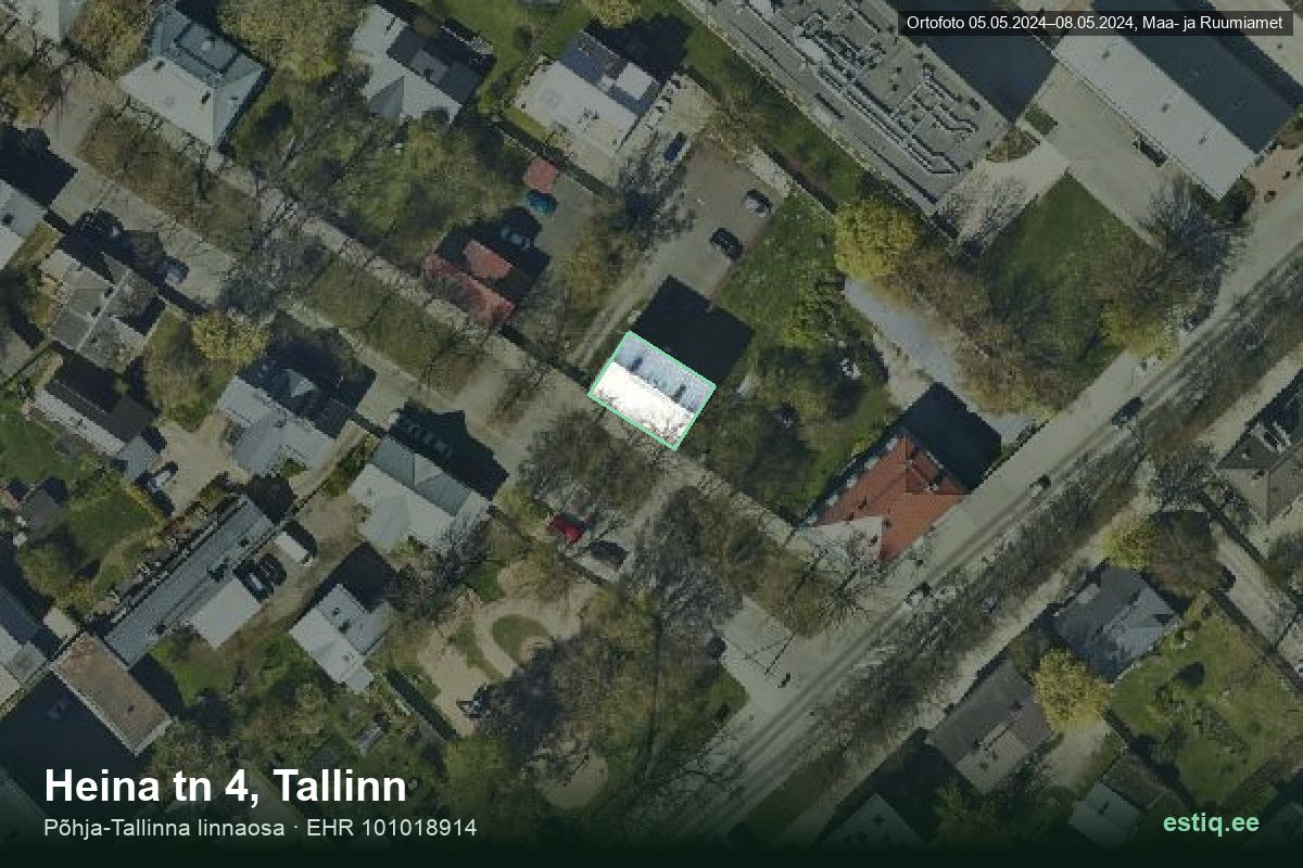 Heina tänav 4, Tallinn – ilmakuva rakennuksesta, ääriviiva rakennusrekisteristä (EHR)