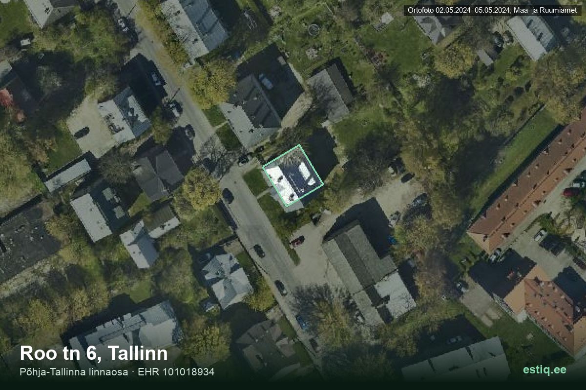 Roo tänav 6, Tallinn – aerial photo of the building, outline from the Building Register (EHR)