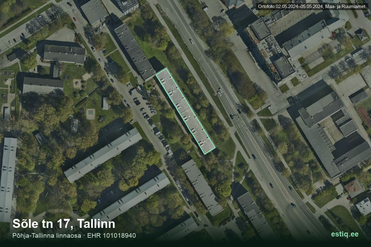 Sõle tänav 17, Tallinn – hoone aerofoto, kontuur ehitisregistri (EHR) andmetest
