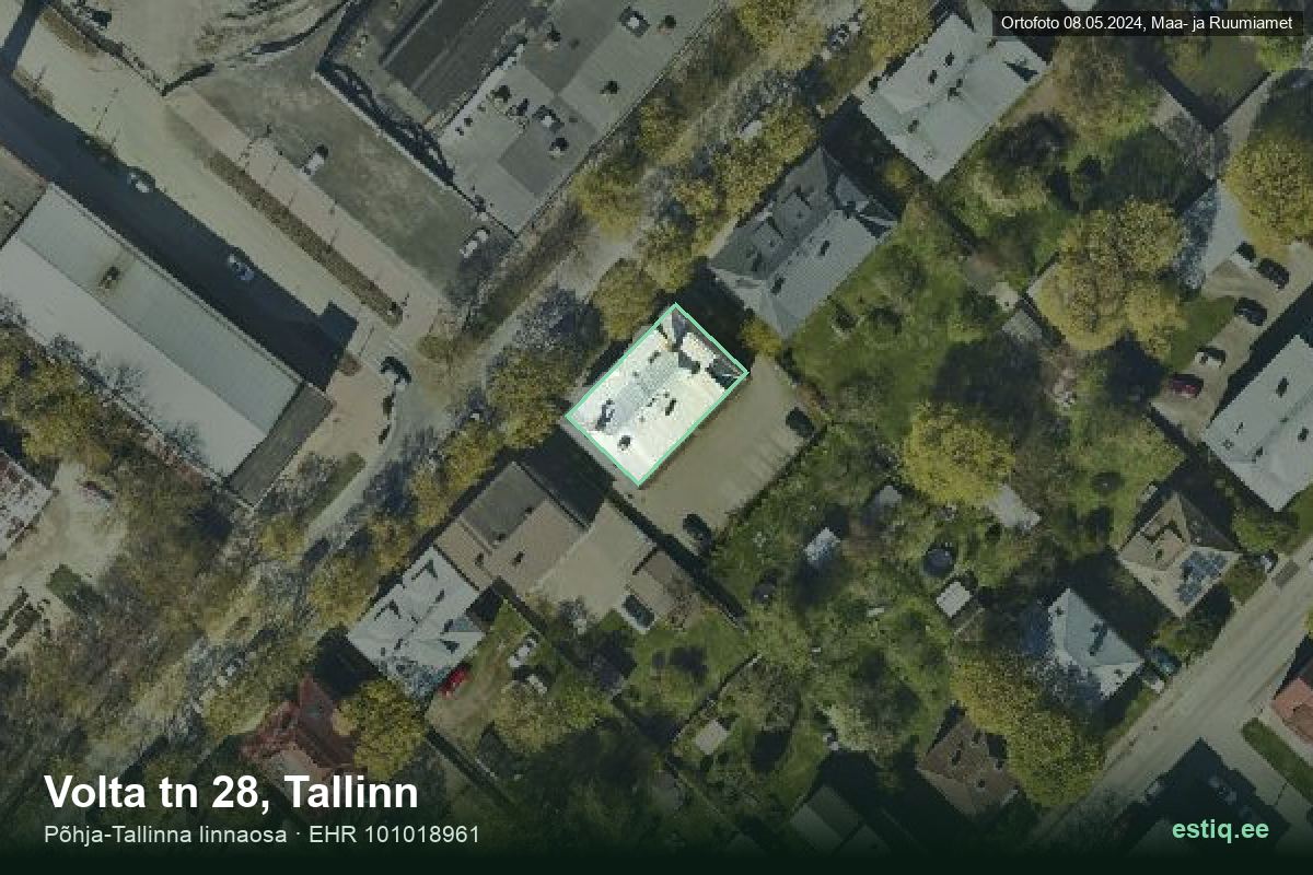 Volta tänav 28, Tallinn – ilmakuva rakennuksesta, ääriviiva rakennusrekisteristä (EHR)