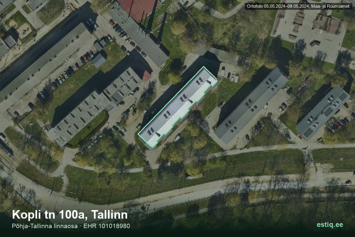 Kopli tänav 100a, Tallinn – aerial photo of the building, outline from the Building Register (EHR)